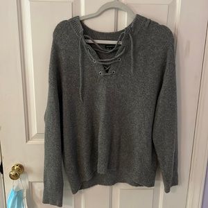 Lace Up Grey Sweater